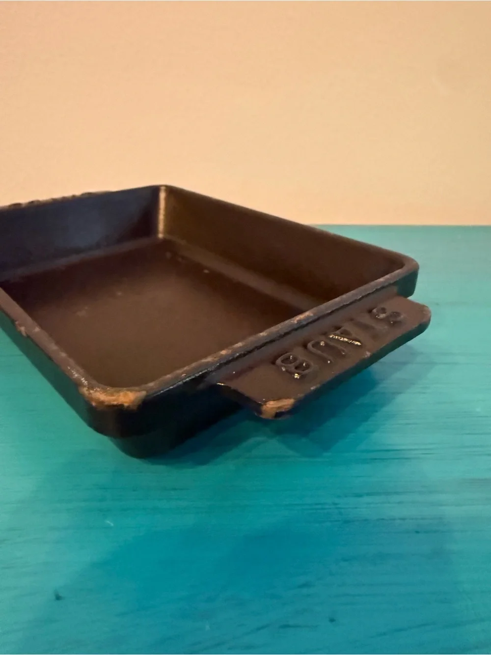 Staub Cast Iron Rectangular Baking Dish No. 15 Black Made in France Gratin Pan